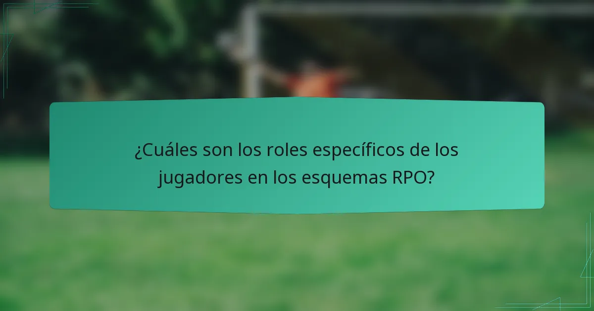 ¿Cuáles son los roles específicos de los jugadores en los esquemas RPO?